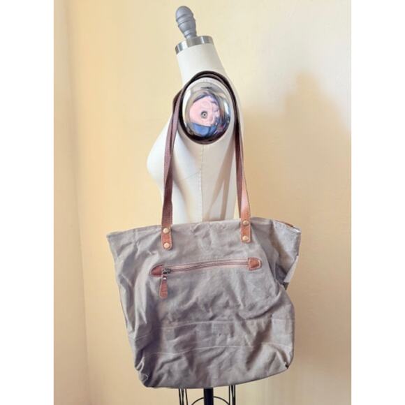 Myra Bag Southwest Tote Cowhide Canvas Leather Purse Aztec Shoulder Bag - Picture 2 of 7